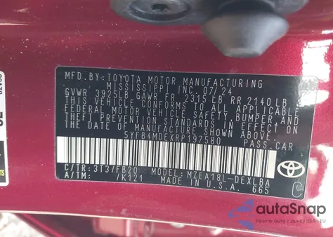 2024 Toyota Corolla Le from USA, damaged, VIN 5YFB4MDEXRP197580